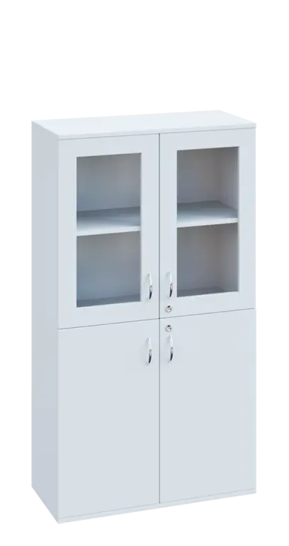 SPO 22 skříň 4-dveřová/ 2x sklo lamino - bílá